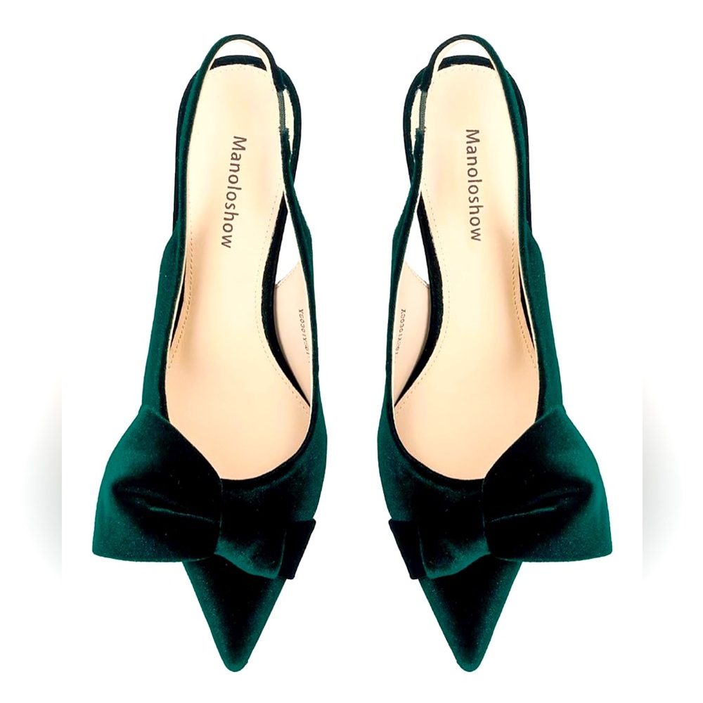 Velvet Green Slingback Heels